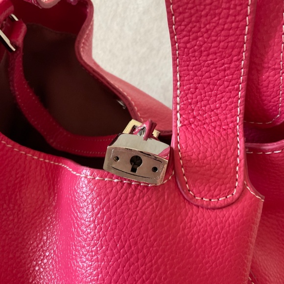 Unbrand leather bucket pink dual handle bag - Picture 4 of 8